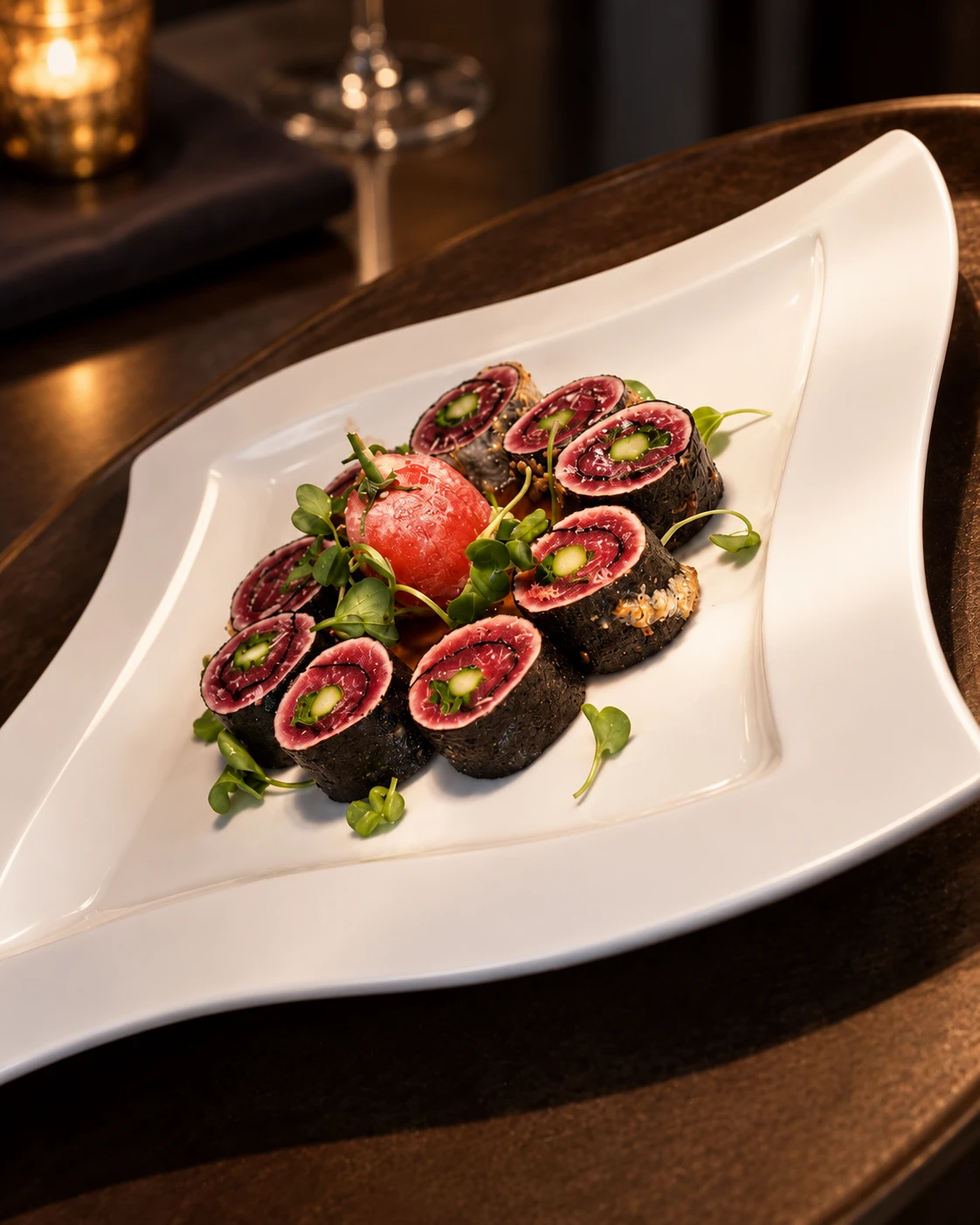 Fine-dining dish prepared during Barış Ak's professional kitchen practice